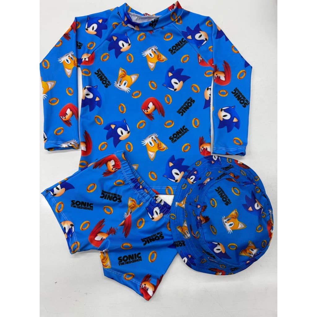 Conjunto com manga longa e sunga, conjunto infantil proteção solar, conjunto super heróis, conjunto praia e piscina