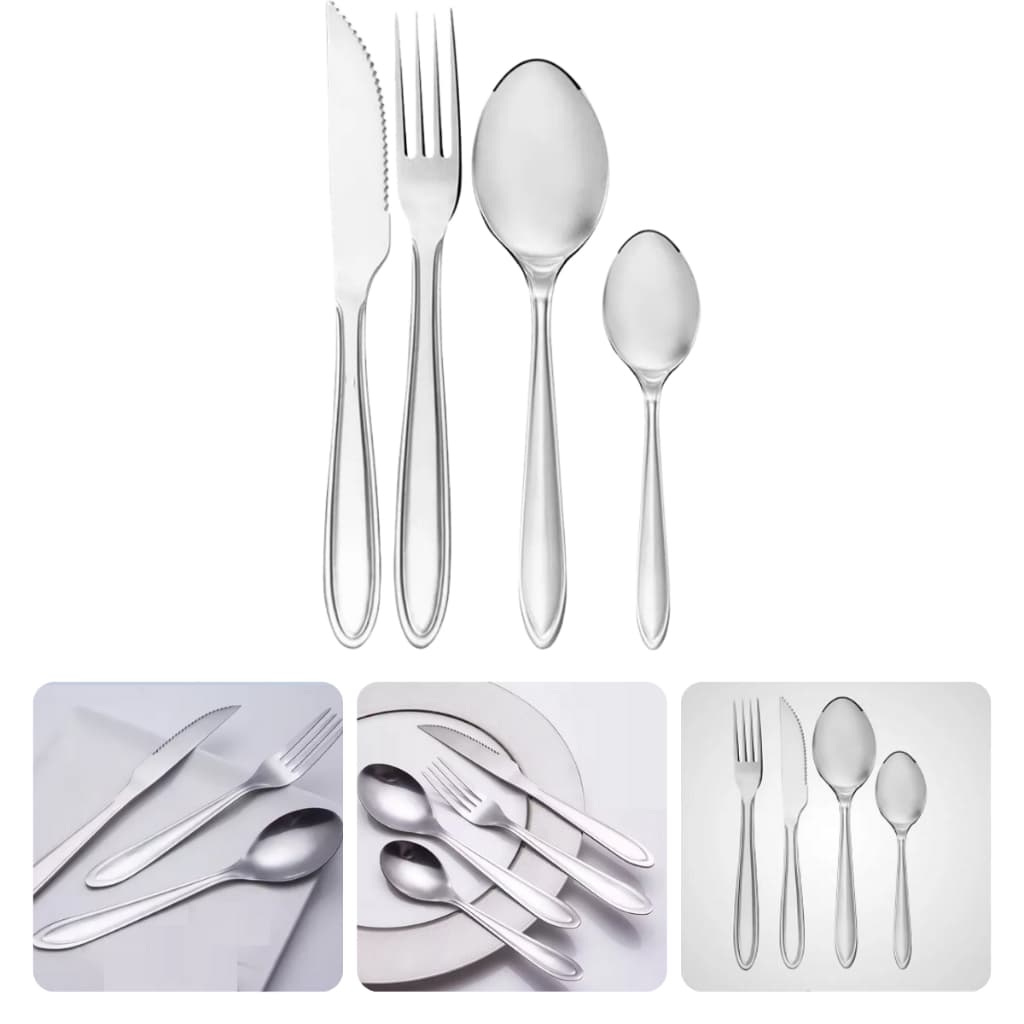 Faqueiro Em Aço Inox 16 Peças Alto Brilho Moderno Prateado Linha Premium