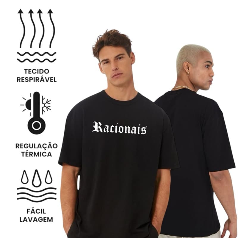 Camiseta de Algodão Penteado Top Oversized Streetwear Treino Racionais Mc’s Blusa Masculina