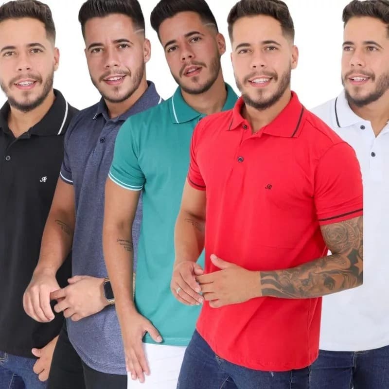 Kit 5 Unidades Camisetas Polos Masculino Várias Cores E Tamanhos Mauricinho Básico