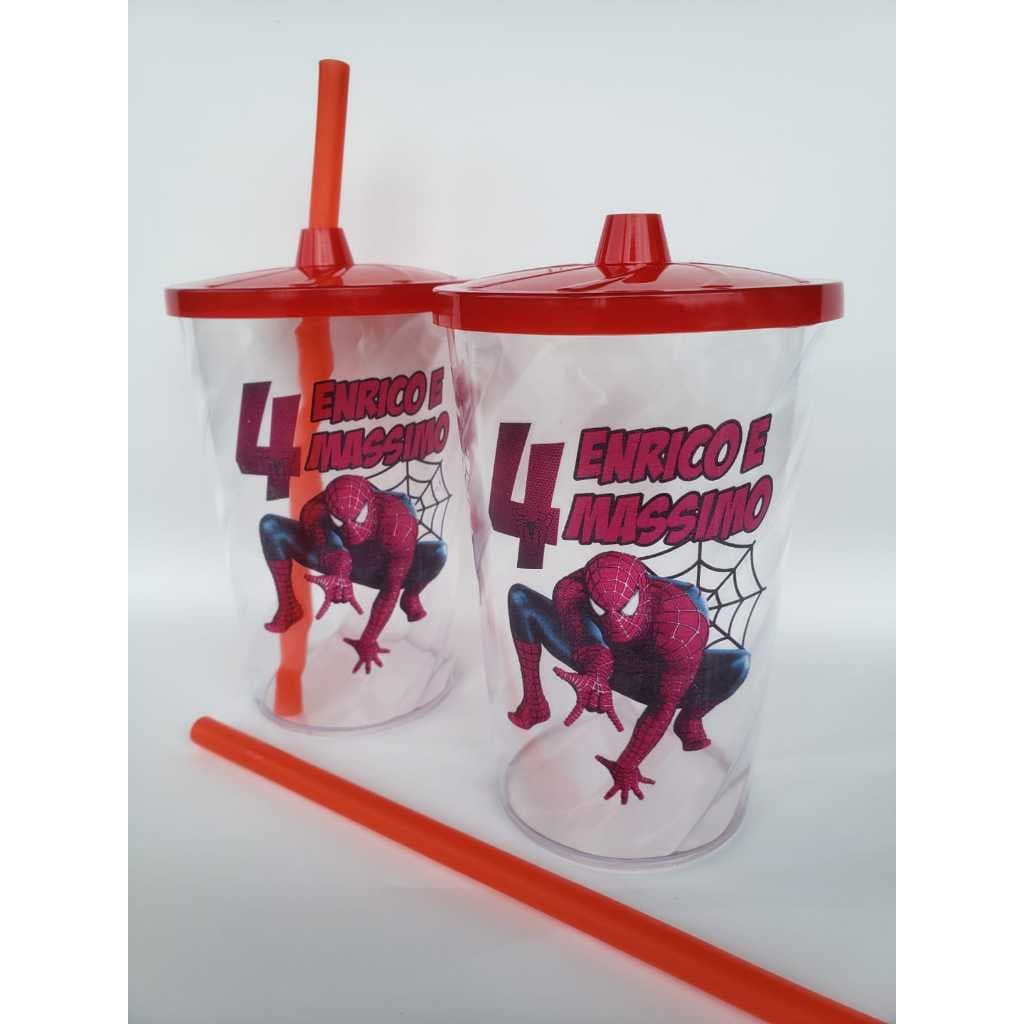 25 Copos Acrílico com tampa e canudo 400ml Personalizados