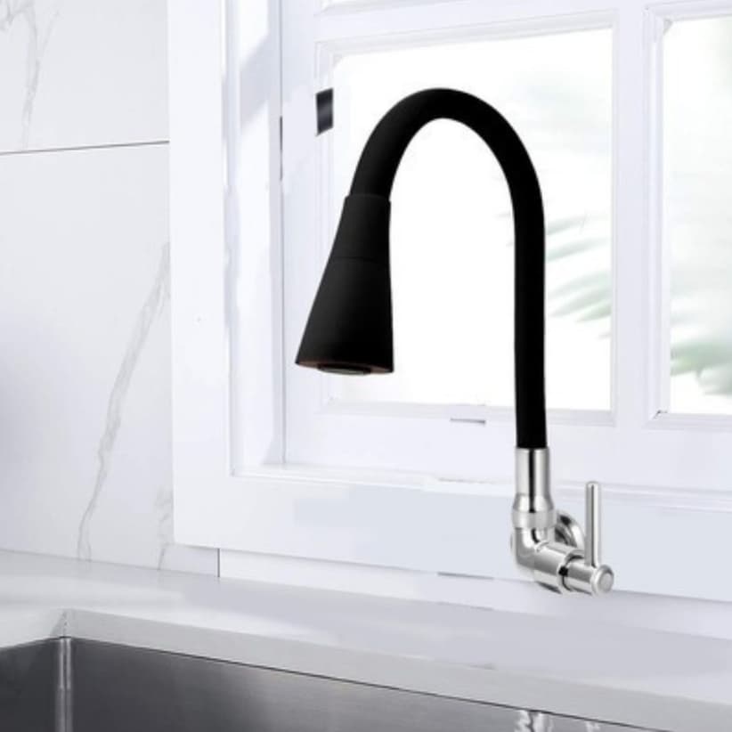 Torneira Gourmet Flexível Cozinha Parede Torneira Pia Flexível Preta Dupla Função Abs