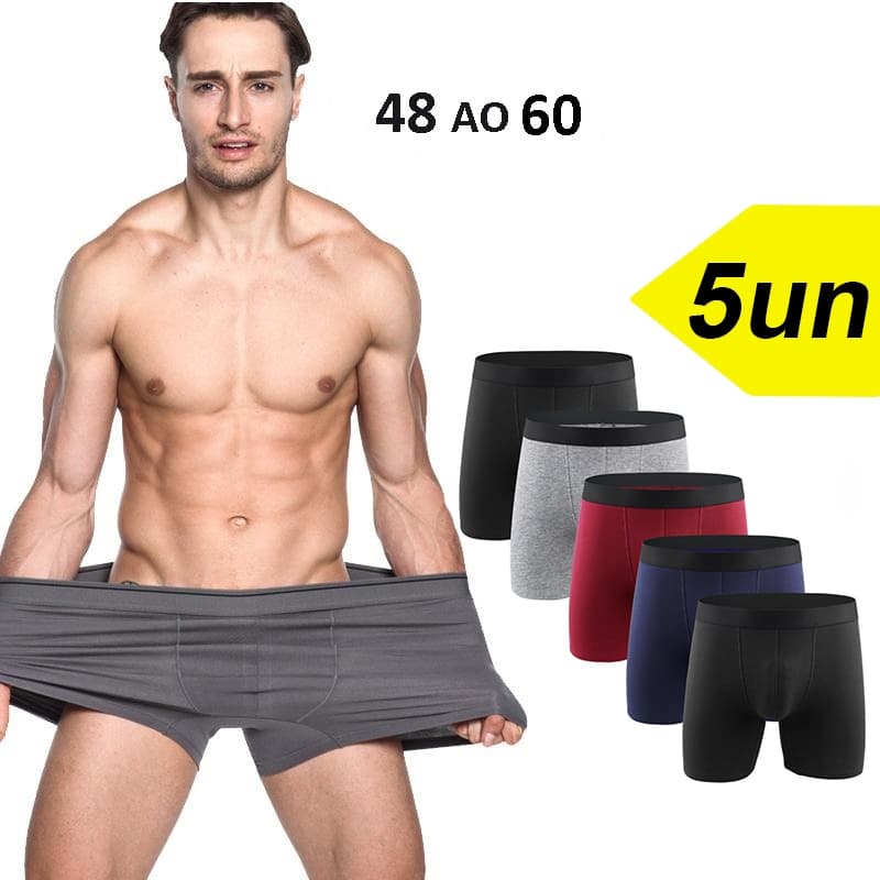 kit 5 cueca box boxer masculino plus size tamanho extra grande do gg1 ao gg4