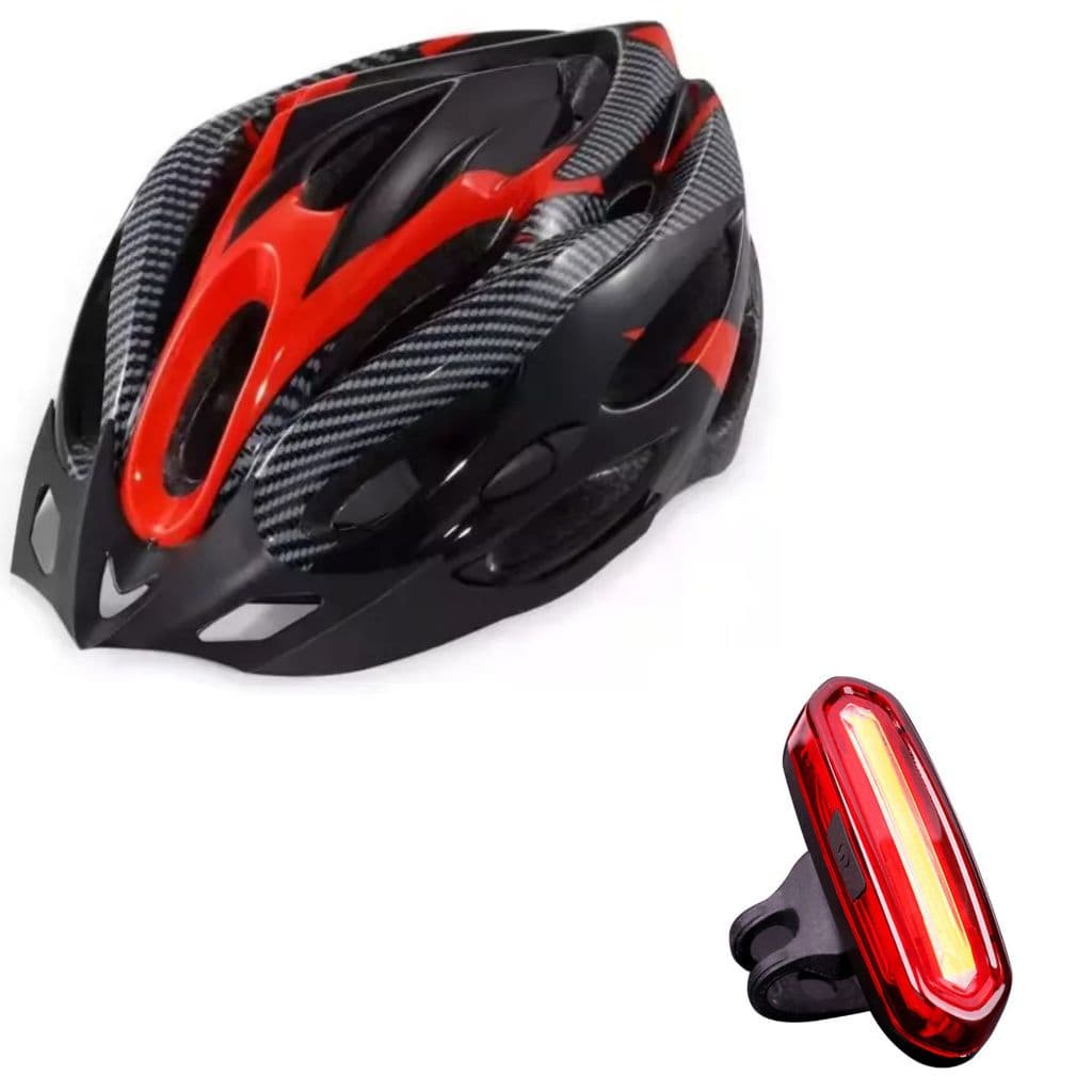 Capacete Bike Segurança Ciclismo Patins Skate Tamanho Ajustável Adulto Cores Diversas Com Pisca Bike Traseiro Incluso