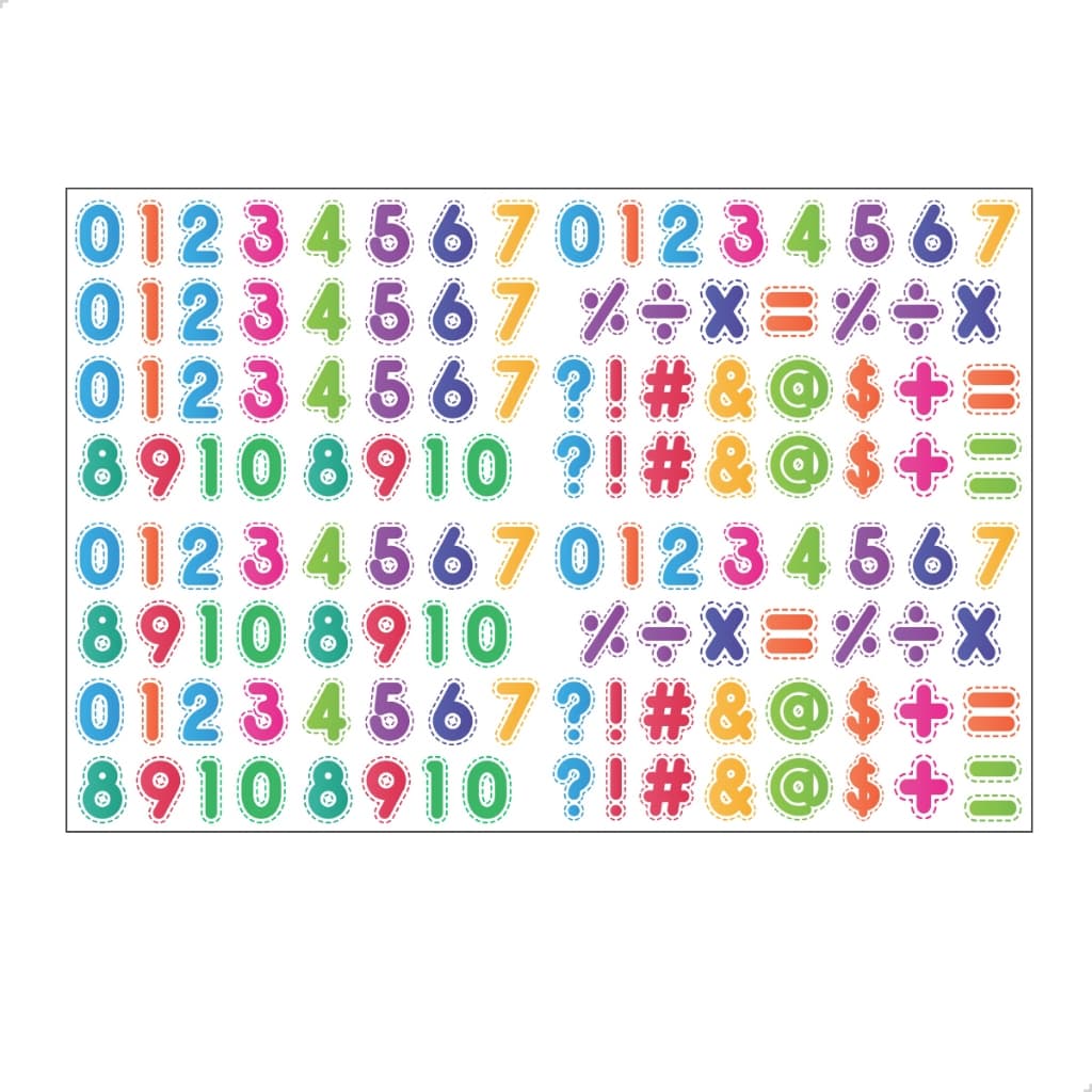 Adesivo Números Sinais Caracteres Colorido Numeral Pequeno
