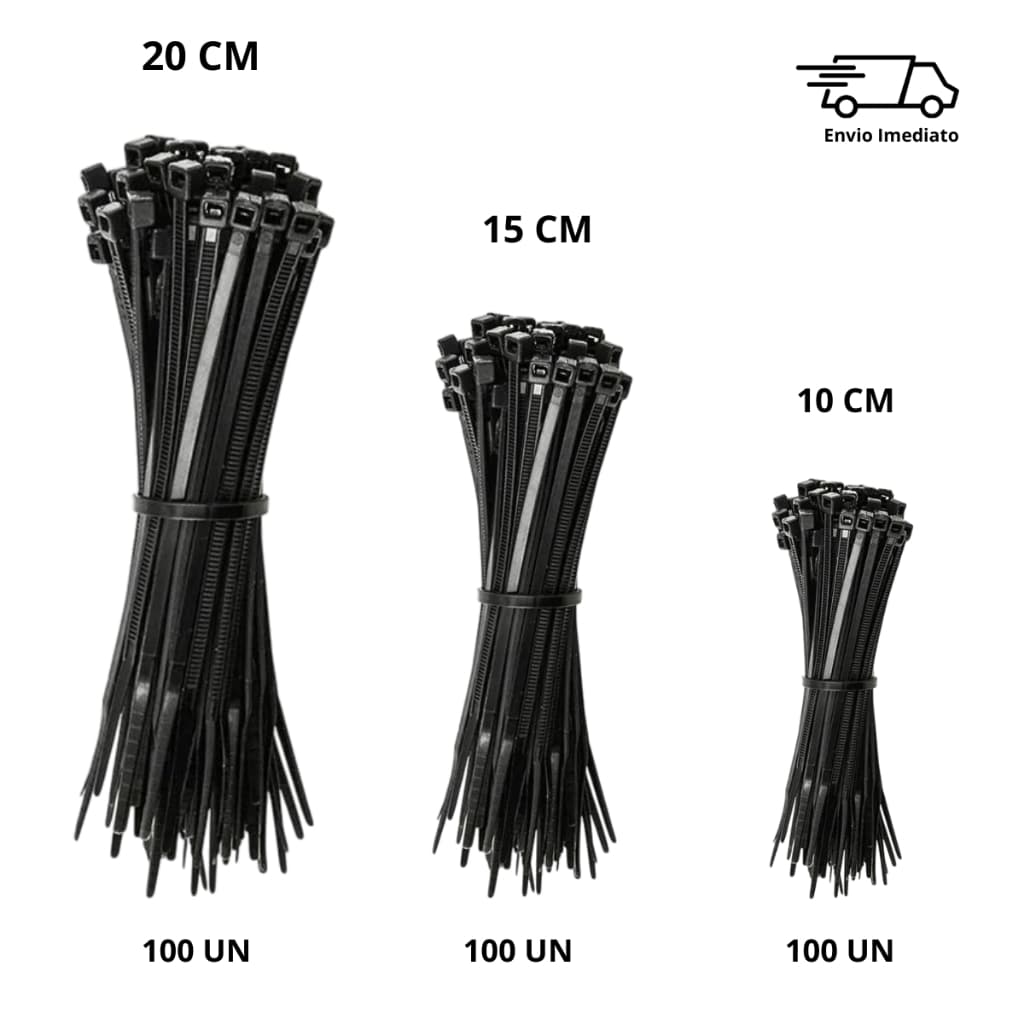 Kit 300 Abraçadeira Nylon Enforca Gato 20cm 15cm 10cm