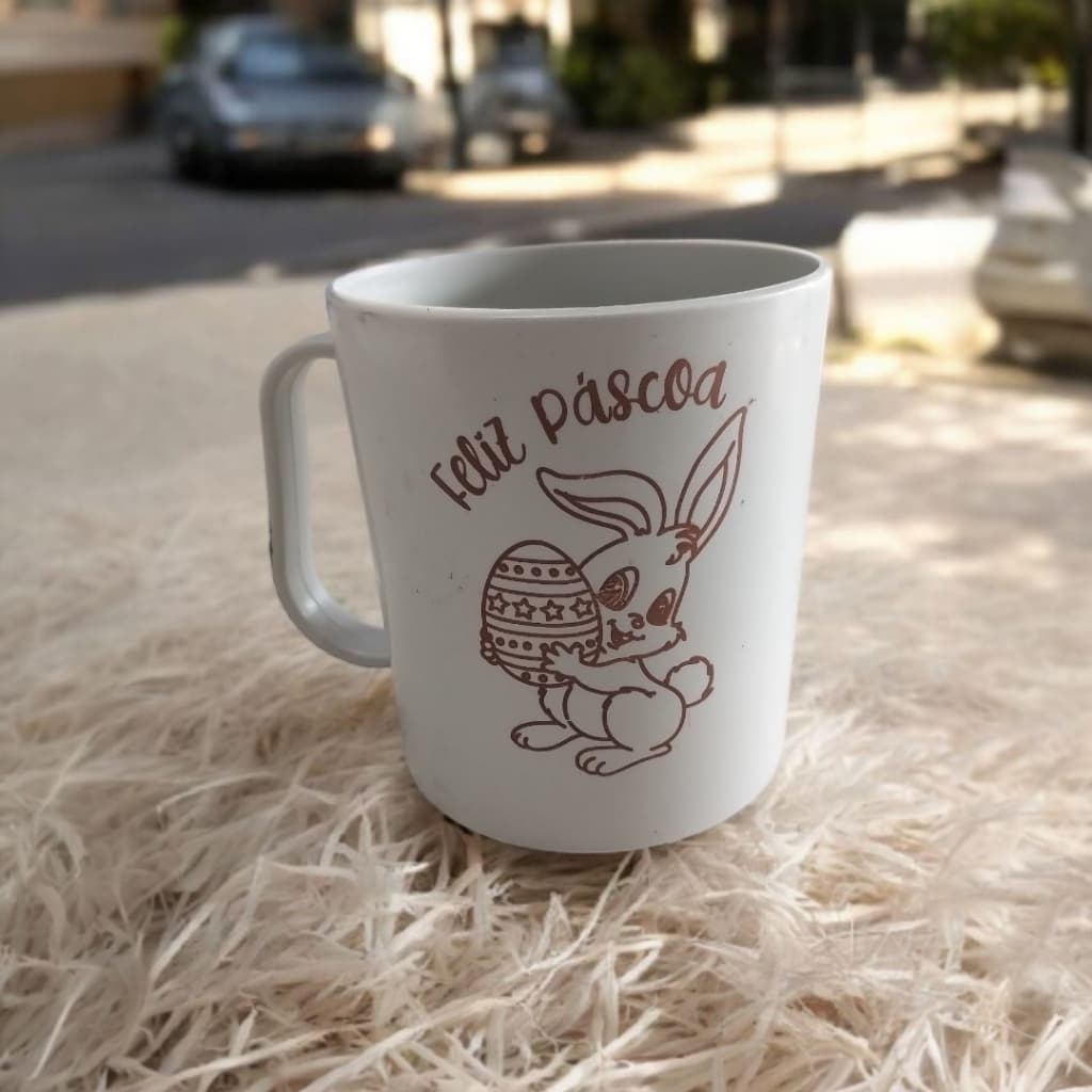 Conjunto 10 Caneca Plástico 320 ML Feliz Pascoa Lembrancinha