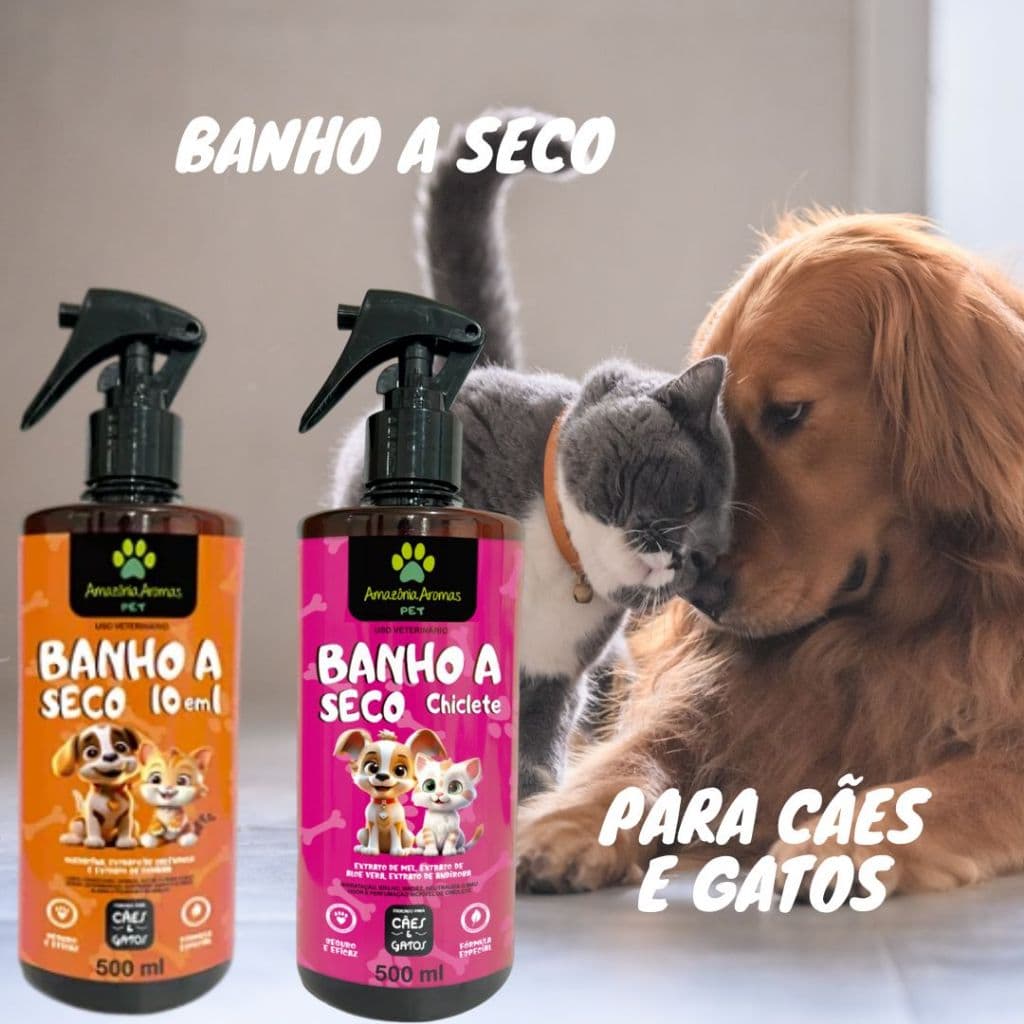 Banho a seco pet 10 em 1 cães e gatos 500ml Amazônia Aromas