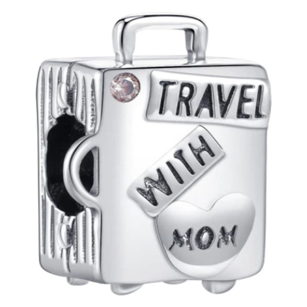 Berloque Mala Travel Viagem Prata 925 Com Certificado
