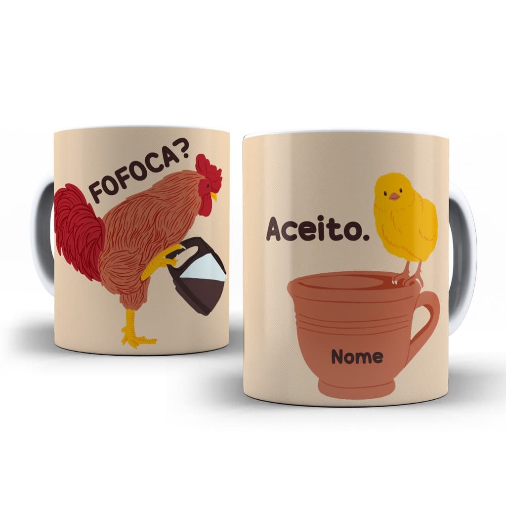 Caneca Fofoca Aceito Personalizada Galinha Engraçada Divertida Meme