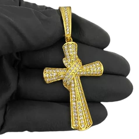 PINGENTE CRUZ CRAVEJADA 100% MOEDA ANTIGA BRILHANTE MASCULINO FEMININO 777 UNISSEX DEUS JESUS 6011