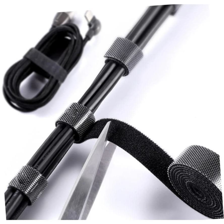 Rolo Fita Organizador De Cabos Fios 10mm de Velcro Multifuncional Fixador Abraçadeira - Kit 3 Rolos (1m cada rolo)
