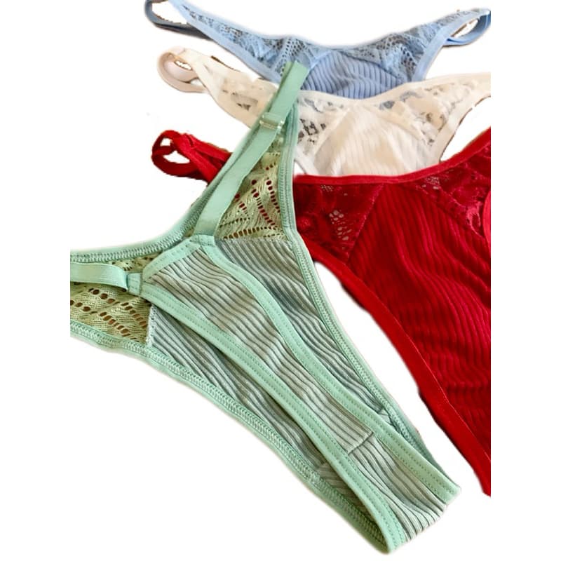 Kit 4 Calcinha Fio Dental Renda Calcinhas com Regulagem Feminina Tanga