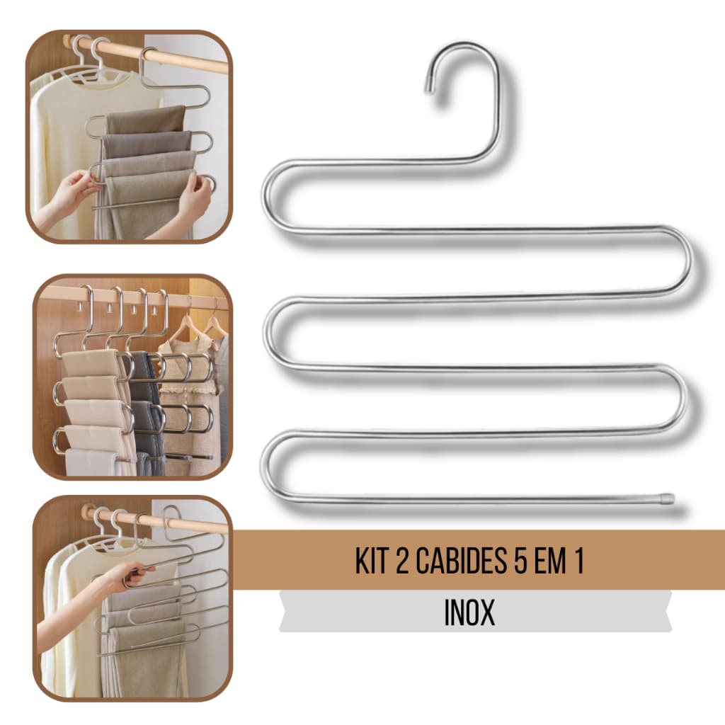 Cabide De Calca de Inox Para 10 Pecas Kit C/ 2