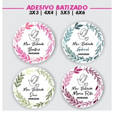 100 Adesivo Batizado Personalizado Com Nome e Data