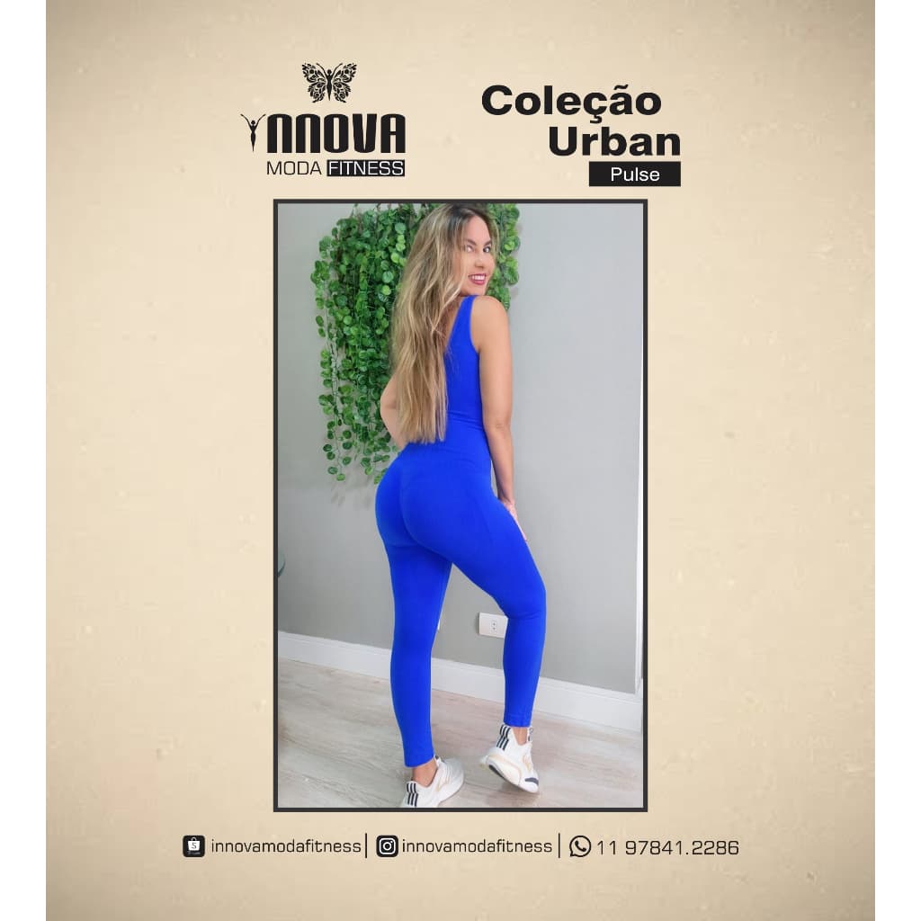 Macacão Fitness Empina Bumbum Poliamida Coleção Urban Pulse Moda Fitness