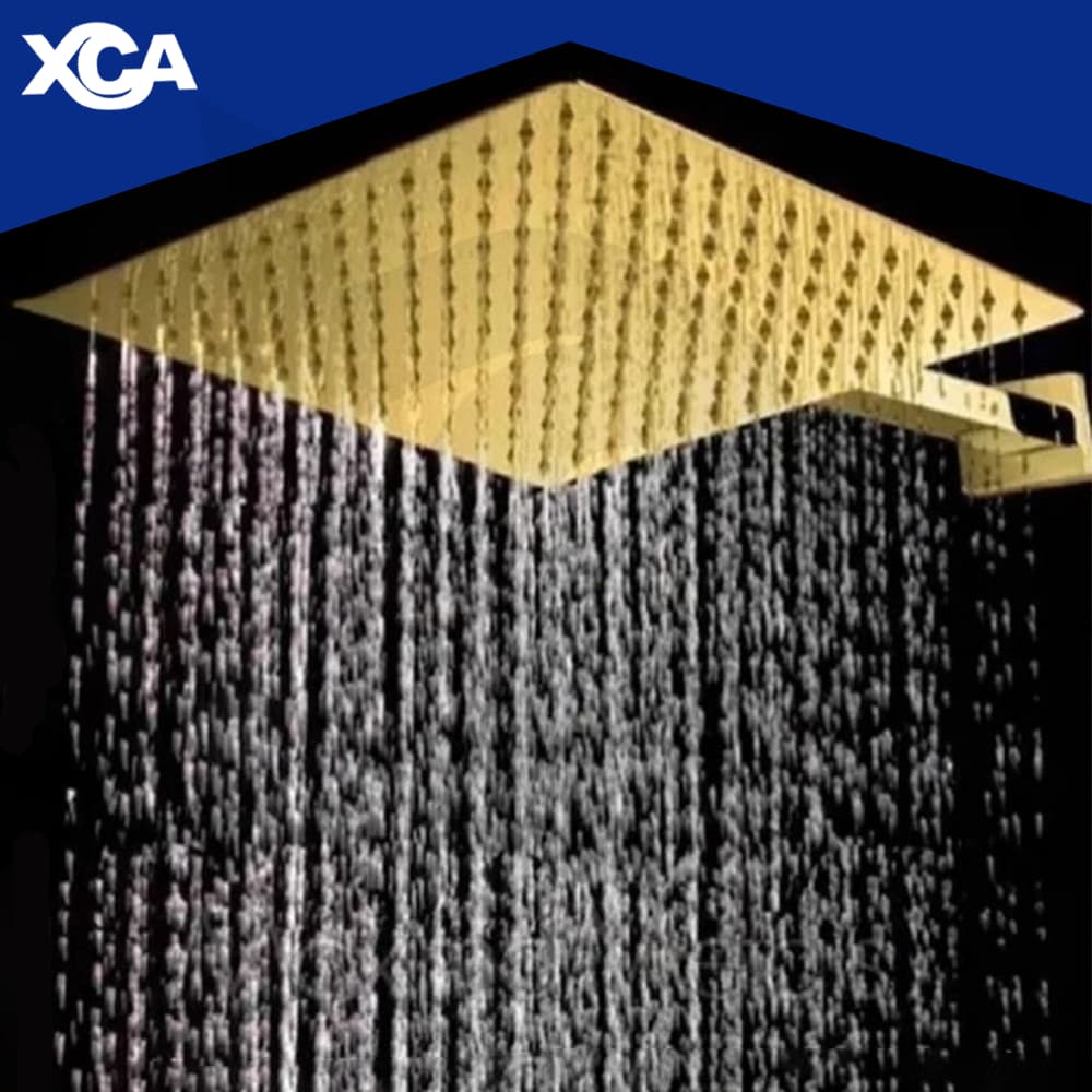 Chuveiro Ducha Luxo Inox Dourado Quadrado Slim Dourada Banheiro Gold Ouro