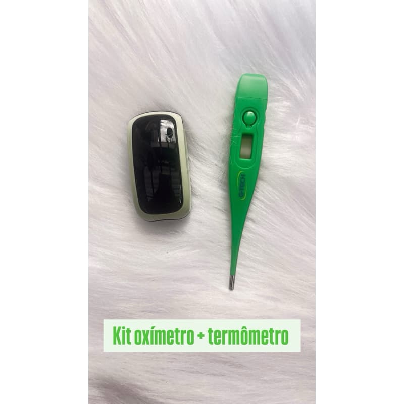 kit oxímetro verde adulto recarregado por cabo USB + termômetro verde GTech