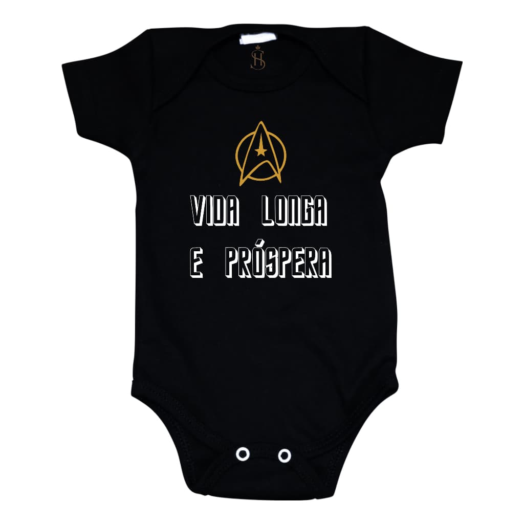 Body Bebê Geek Frase Star Trek Vida Longa e Próspera