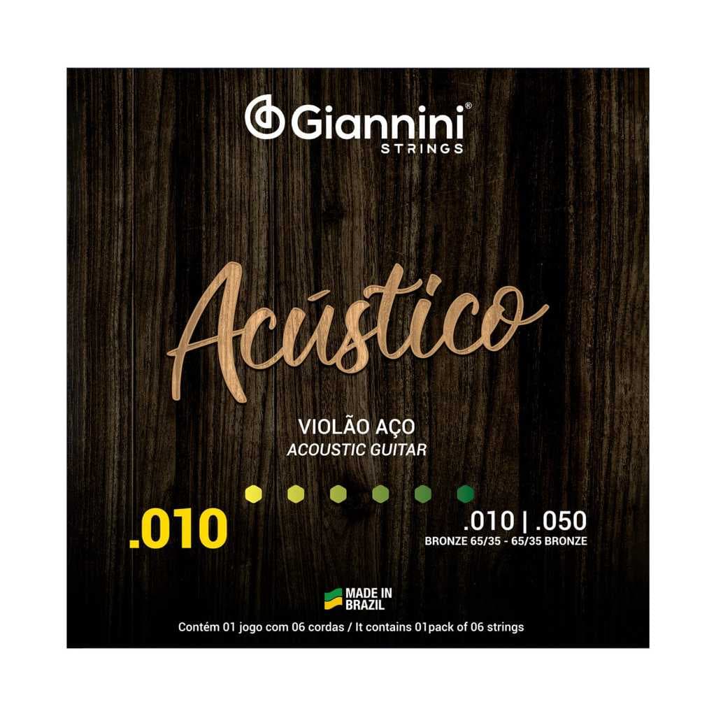 Encordoamento Violao de Aço Giannini 010 Bronze Acustico