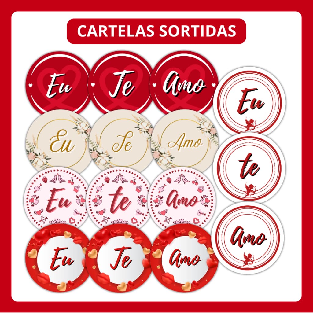 KIT 100 Adesivos EU TE AMO Dia dos Namorados