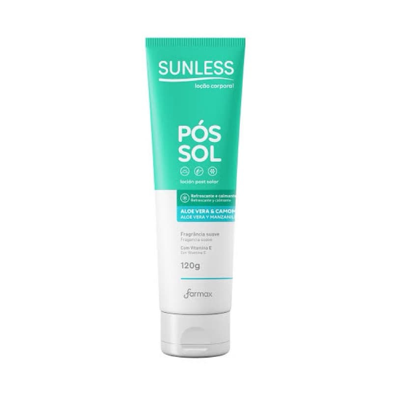 Loção Pós-Sol Sunless com Camomila e Aloe Vera 120g – Alívio e Hidratação Após o Sol