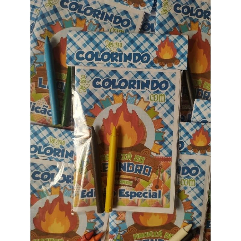 Mini Kit para Colorir com Tema da Festa – Capa Personalizada + Desenhos + Giz