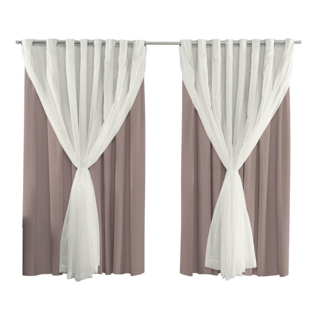 Cortina Corta Luz Com Voil 2,80M x 1,60M Para Varão Sala e Quarto