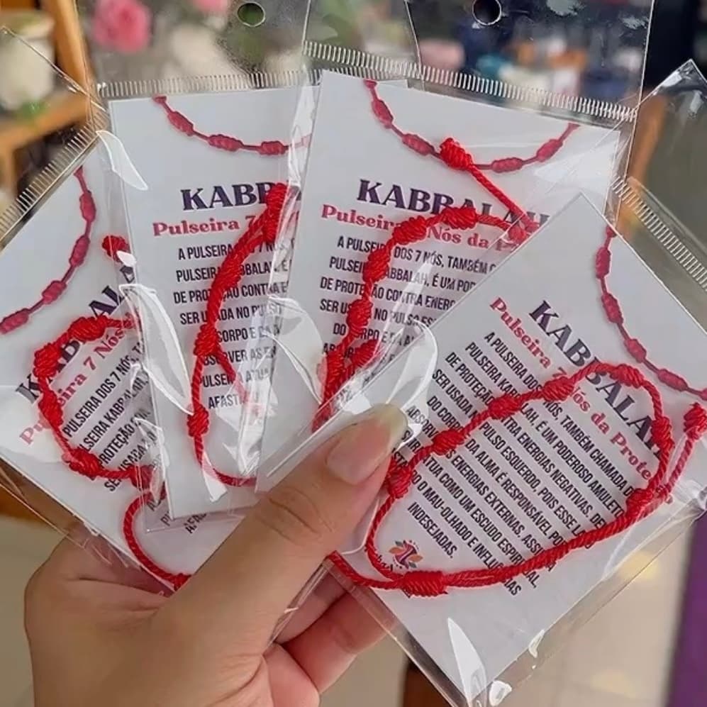 Pulseira Vermelha 7 Nós Kabbalah Contra Mal Olhado Inveja Adulto Regulável