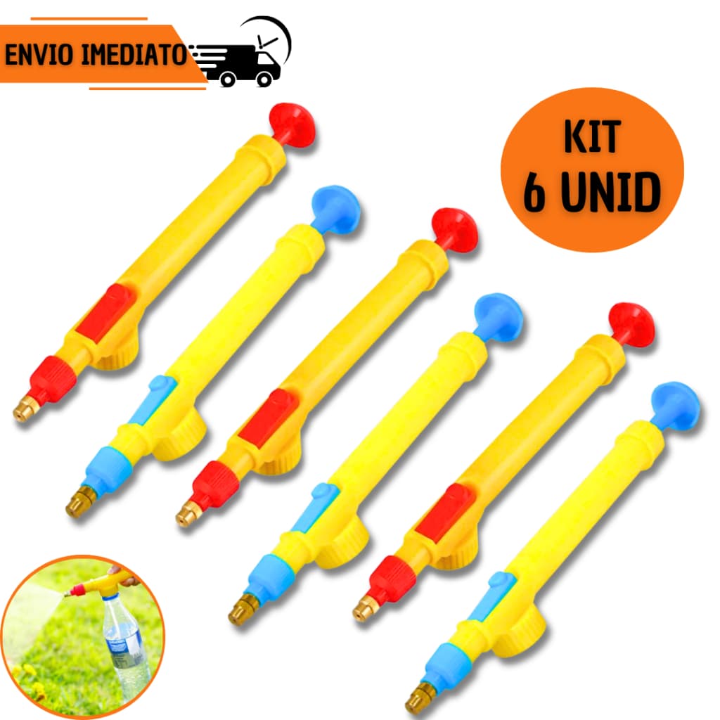 Kit 6 Pulverizador Borrifador para Garrafa Pet Manual Pressão Bico Regulável Regador Jardim Plantas
