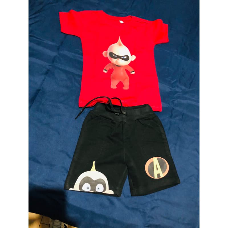 Camisa e Short Conjunto infantil Os incríveis com nome personalizado tecido Premium Altamente Confortável blusa Street