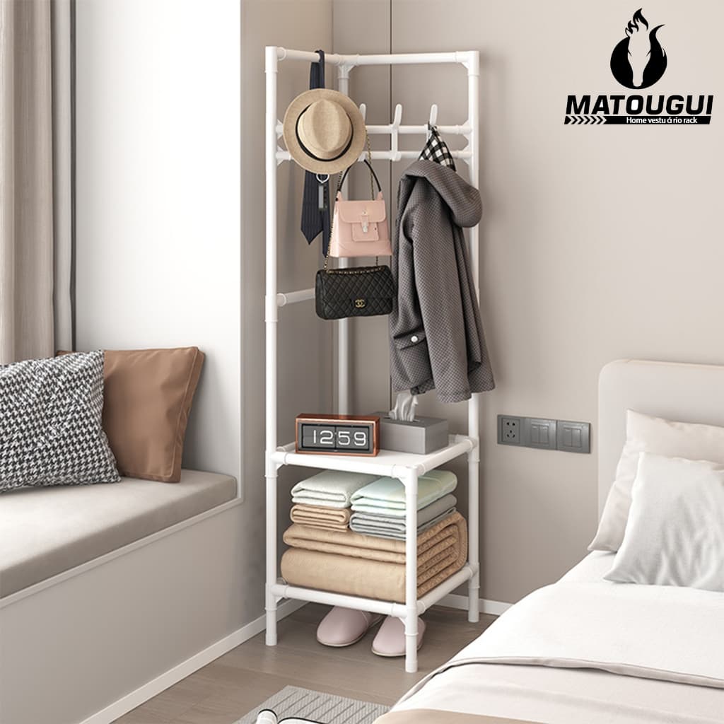 Matougui Armário Com Sapateira Preto / Branco Cabideiro Guarda Roupa Portátil Triplo Desmontável Organizador