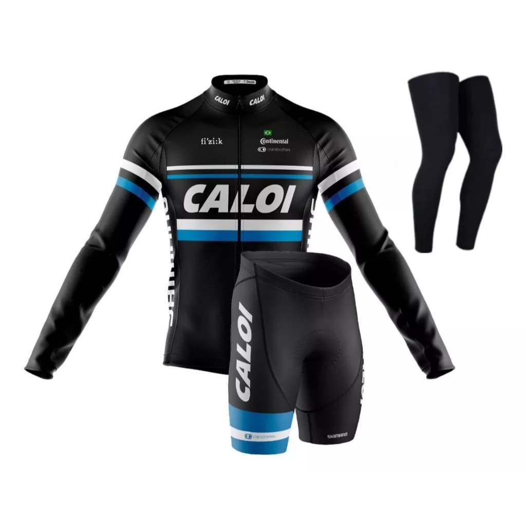 Conjunto Caloi Camisa Manga Longa Bermuda Gel Pernito Uv Mtb