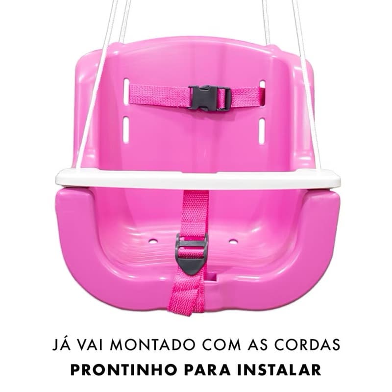 Balanço Plastico Com Cinto Infantil Bebe Diversao Seguro Casa Apartamento Sitio Parque Laser Corda Nylon