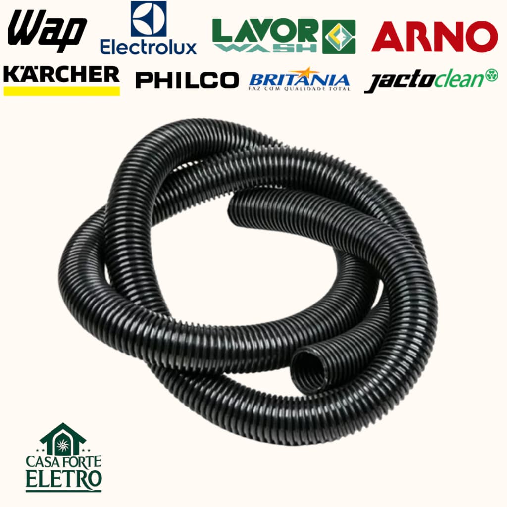 Mangueira Aspirador 3m 32mm Preta Compatível Wap Electrolux Arno Philco Lavorwash Britânia