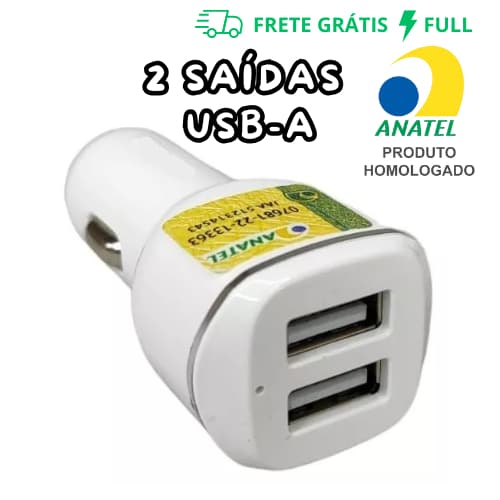 CARREGADOR VEICULAR TURBO COM 2 ENTRADAS USB 3.1 CARREGAMENTO RÁPIDO CJ11