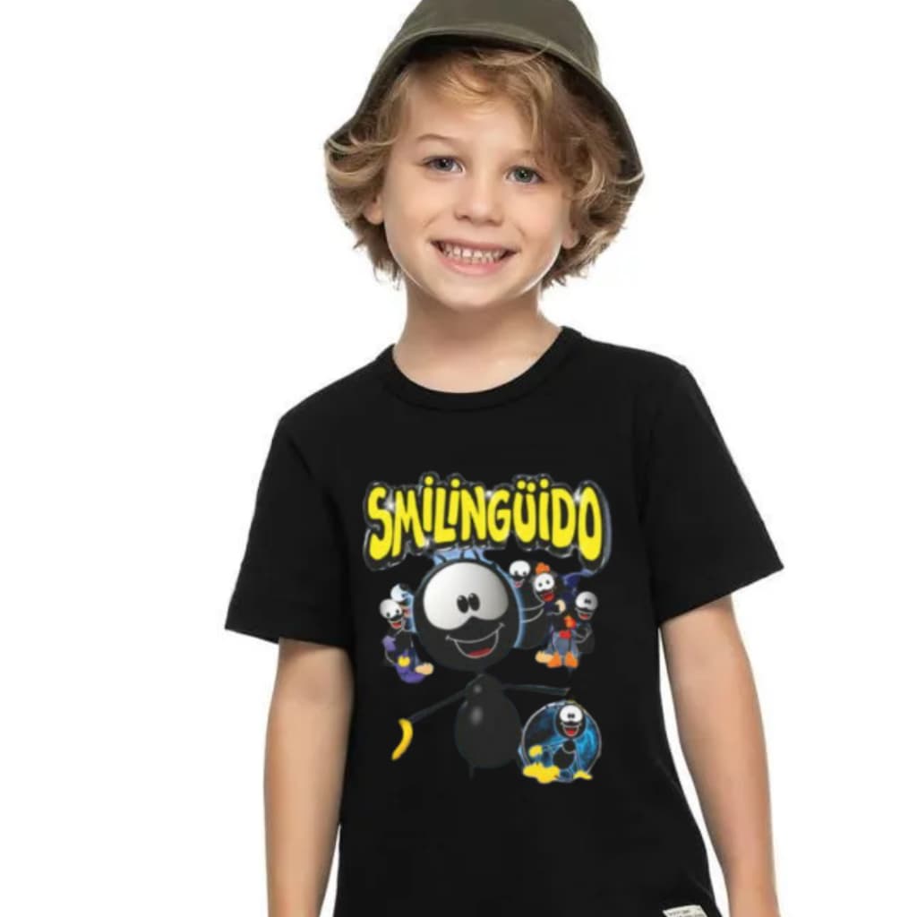 Camiseta adulto e infantil smilinguido 100% algodão envio imediato
