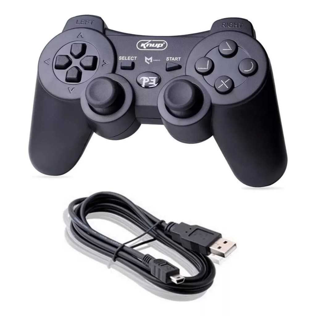 Controle Sem Fio Bluetooth PS3/PC KNUP KP-GM006 – Com Cabo de Recarga e Giroscópio
