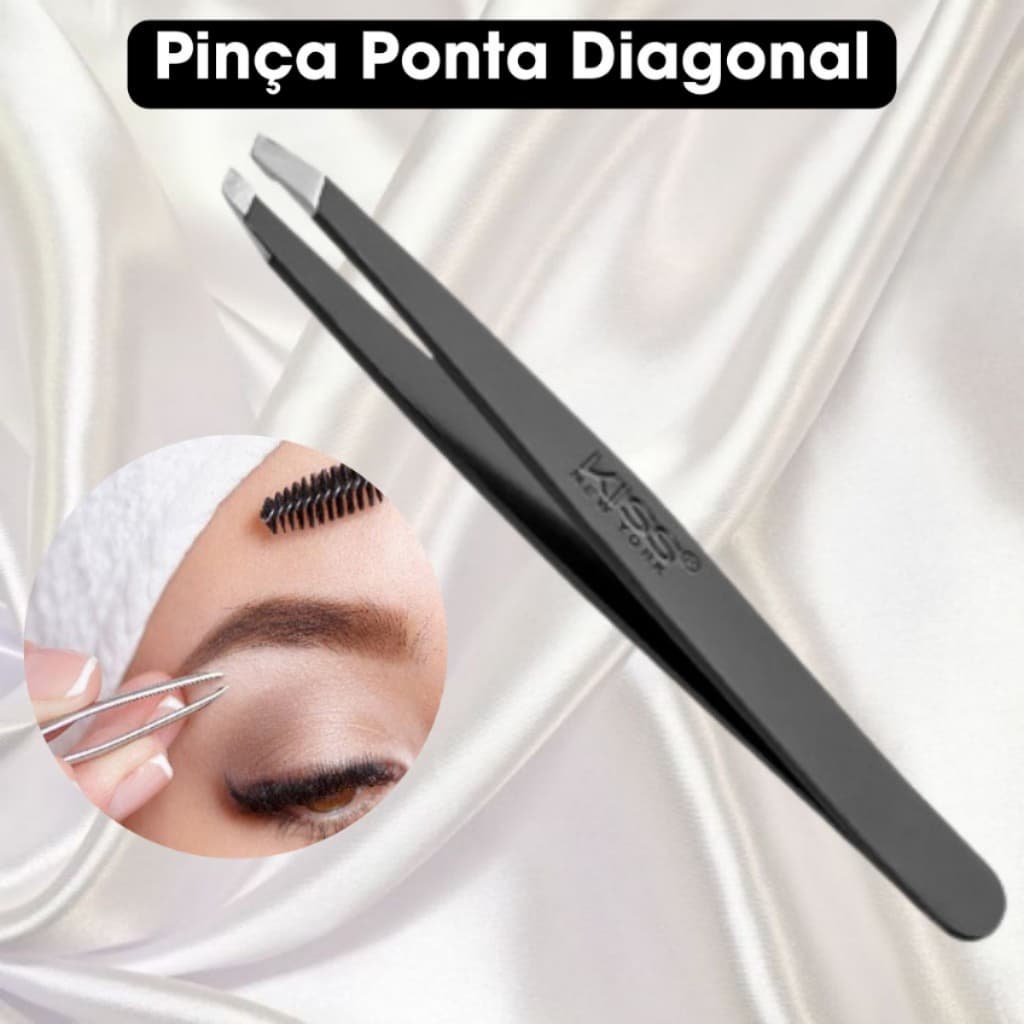 Pinça Ponta Sobrancelha Diagonal  Precisão Classic Soft  TWZ01 Aço Inox - Kiss New York
