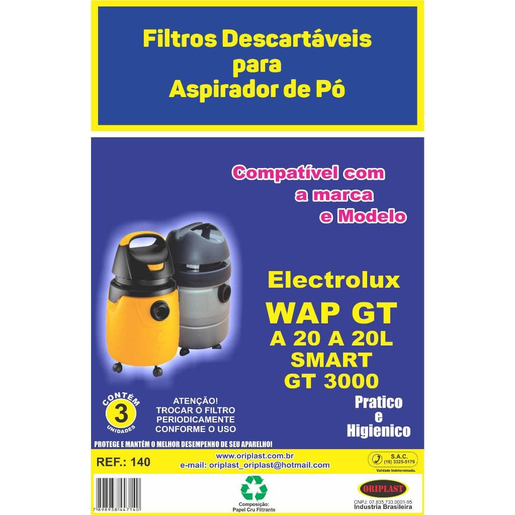 Kit C/3 Saco Aspirador De Pó Electrolux WAP GT/A20/A20l Smart/GT 3000