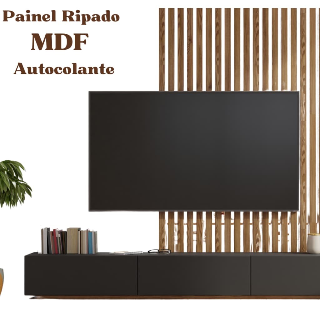 Kit 20 Painel Ripado MDF autocolante parede decorativo 45x11