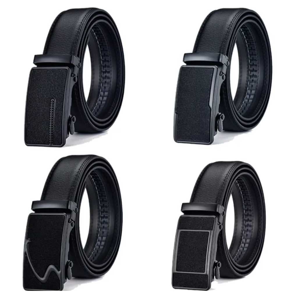 1 unidade de cinto masculino estilo executivo em couro sintético preto com design em relevo, fivela automática