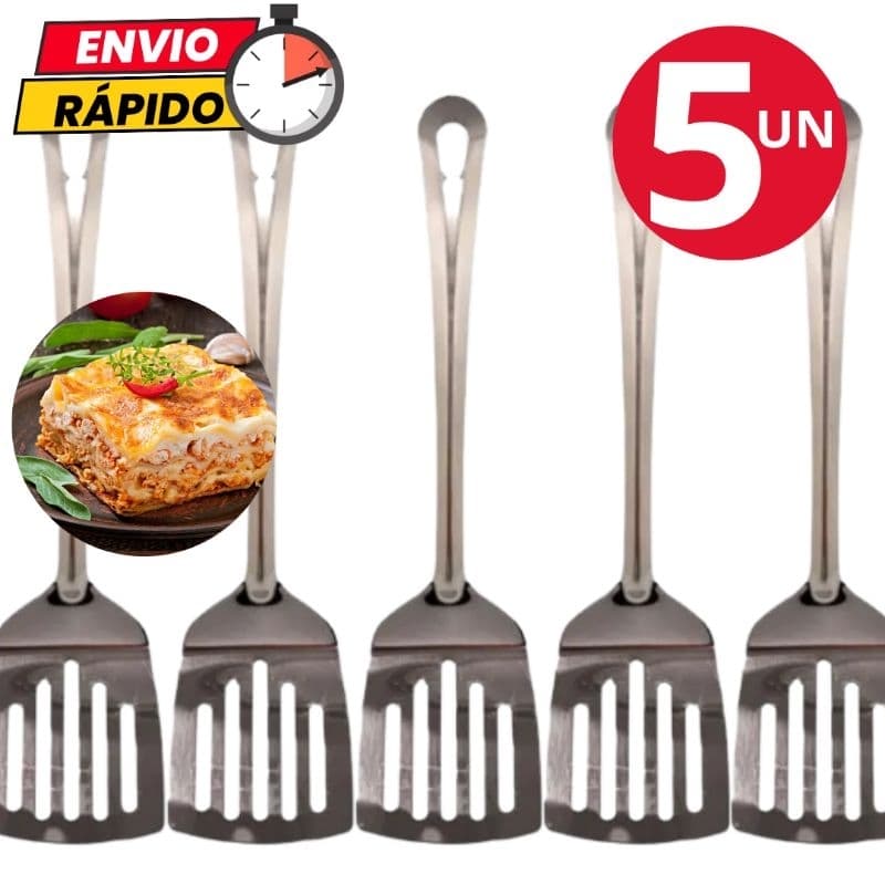Kit de Espátula Vazada em Aço Inox Material Premium Para Cozinha Casa Restaurante Buffet