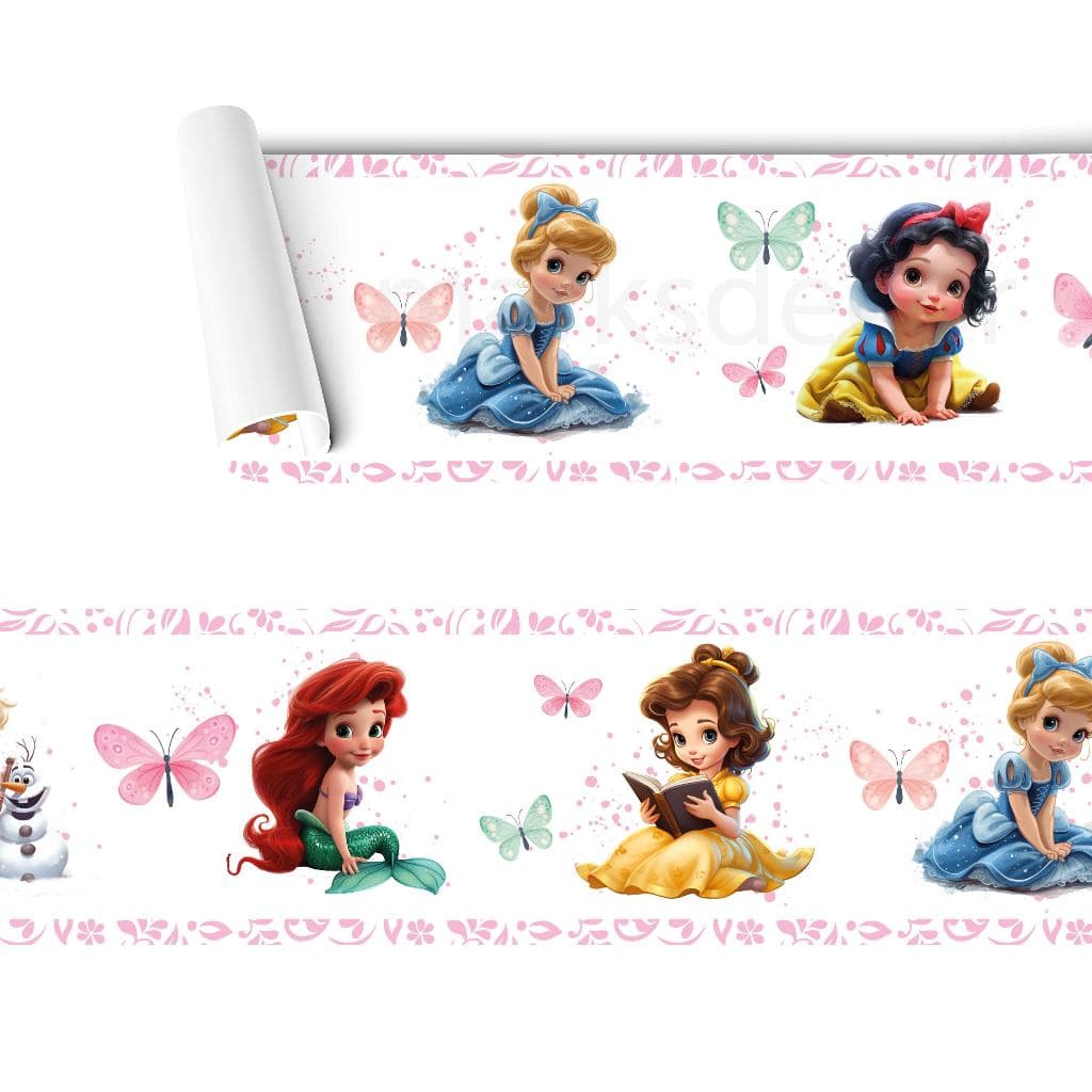 Faixa Adesivo de Parede Infantil Princesas Baby Papel De Parede Infantil Decoração Quarto Menina