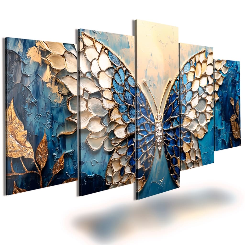 quadro decorativo sala grande borboleta abstrato animais 8k 5 peças