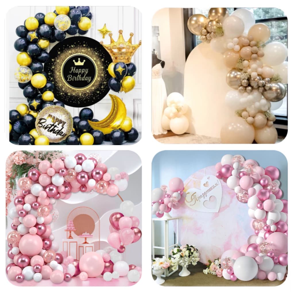 Kit Balões De Látex Metálicos Cromados Completo Decorações Da Festa De Aniversário Com Painel