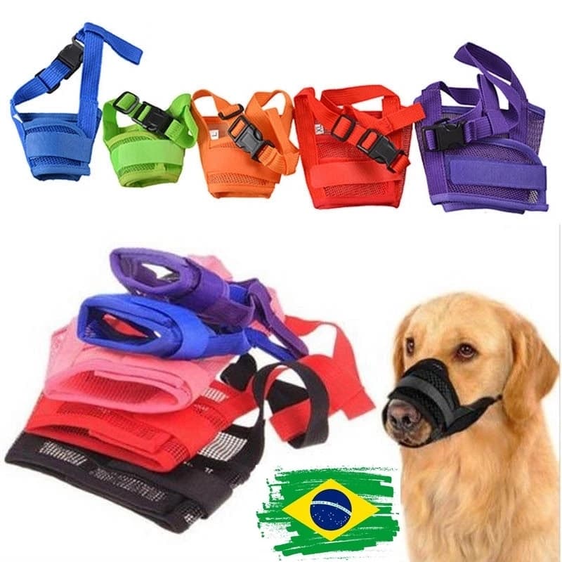 Focinheira Regulável Ventilada Cachorro Tamanho M Respirável Ajustável Anti Mordida