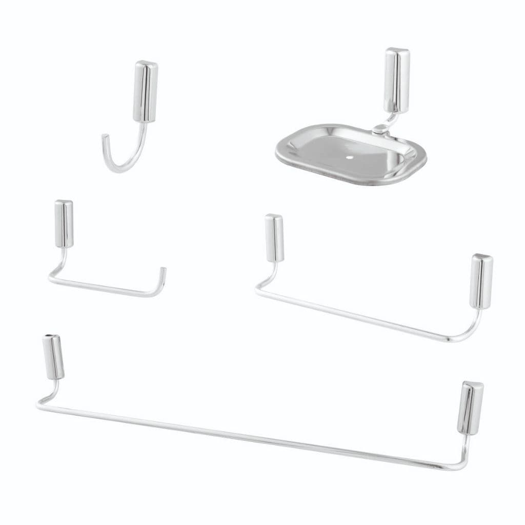 Kit Acessórios 05 Peças Para Banheiro Ângulo Cromado