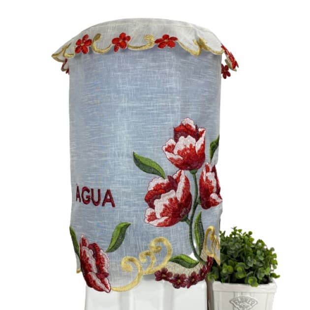 Capa de Galão de Água Bordada em Tecido Organza Galão 20L