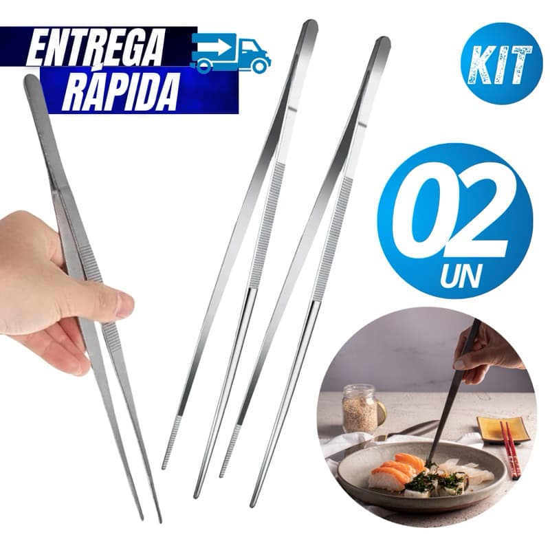 02/01 Unidades Pinça Culinária Variáveis Utilidades Inox Premium Resistência e Durabilidade